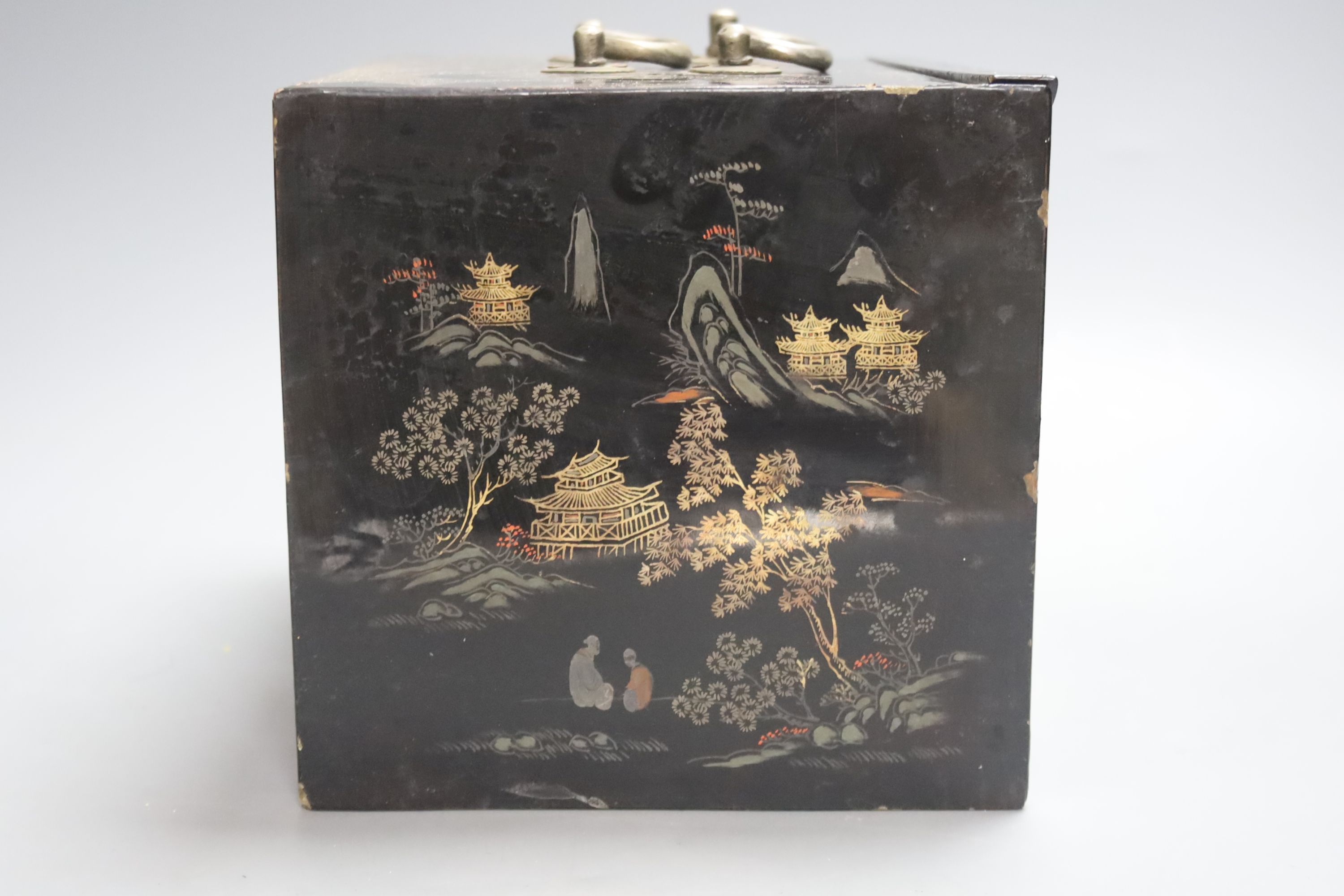 A Chinese lacquer cased Mah Jong set